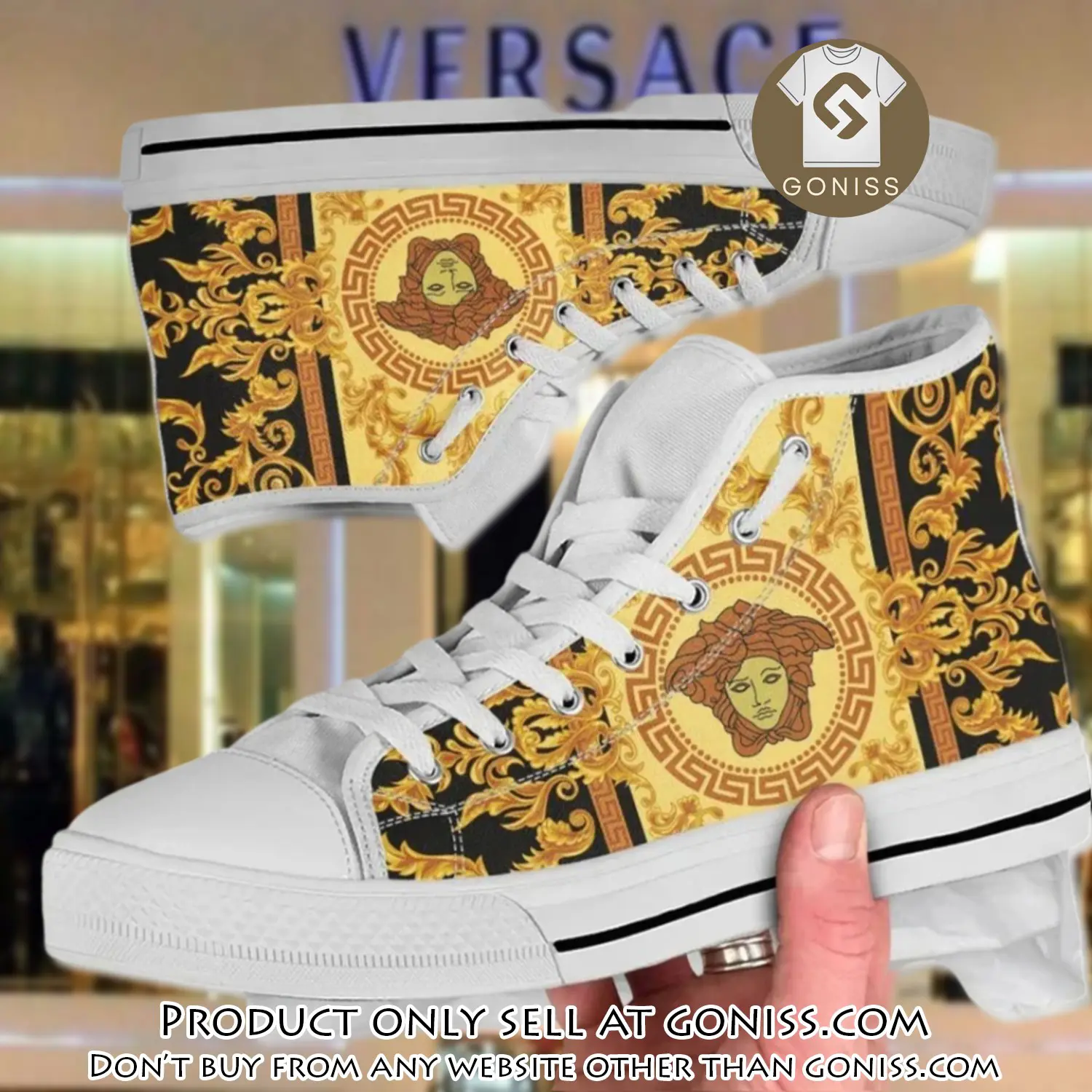 Versace medusa golden high top canvas shoes luxury brand gifts for men women gn5745141